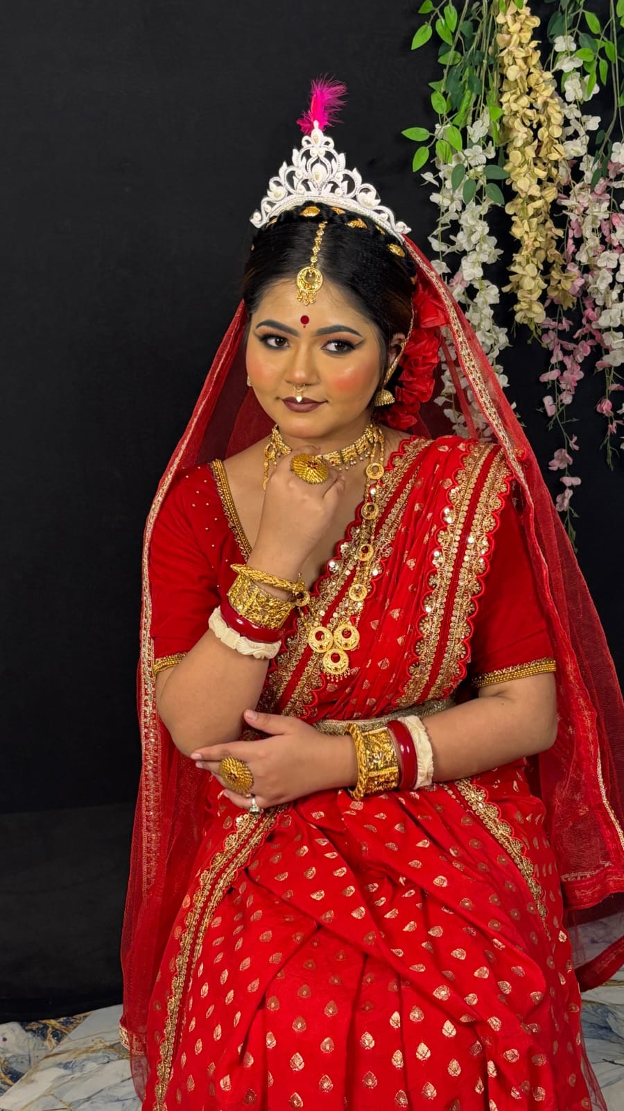 Traditional Red Bridal Makeup by Tuli